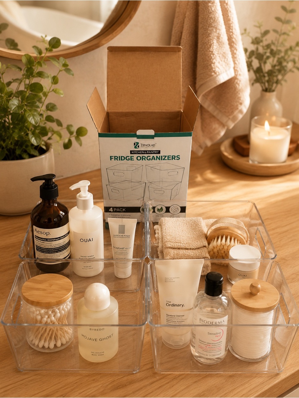 Clear Storage Organizers - Set of 4 Transparent Bins